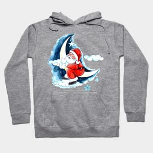 Santa Claus Moon Watercolor Hoodie